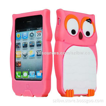 Mobile Phone Housings, Cute 3D Owl Design/Silicone Jelly Cover/Case for iPhone 5, OEM Order Welcomed